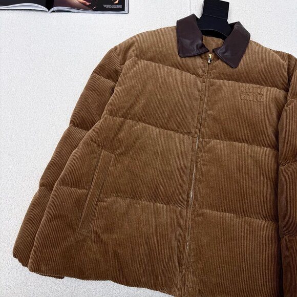 MIU MIU Fall/Winter Corduroy Leather - Collar Down Jacket, Trendy Design - Picture 4 of 8